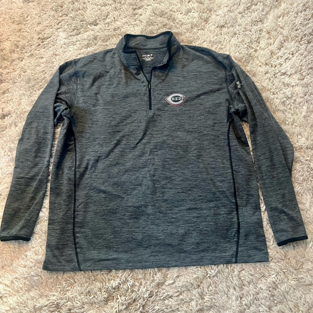 Under Armor Gray Cincinnati Reds Quarter-Zip Pullover